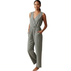 ANNA MELANI Sage Green Sleeveless Wide Leg Jumpsuit Made in Italy XS Small $140
